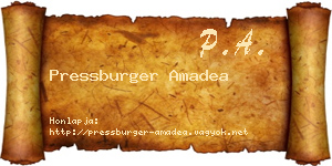 Pressburger Amadea névjegykártya